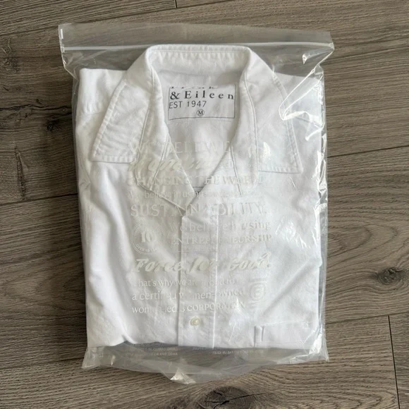 Frank & Eileen Shirley Oversized Button Up Shirt White Brushed Oxford - Picture 2 of 6